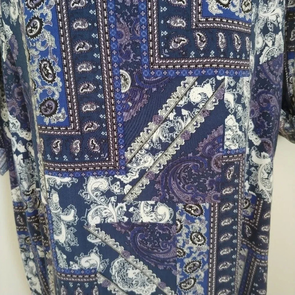 Lily Morgan Blue Paisley  Tunic Rolled Sleeves - Picture 5 of 8
